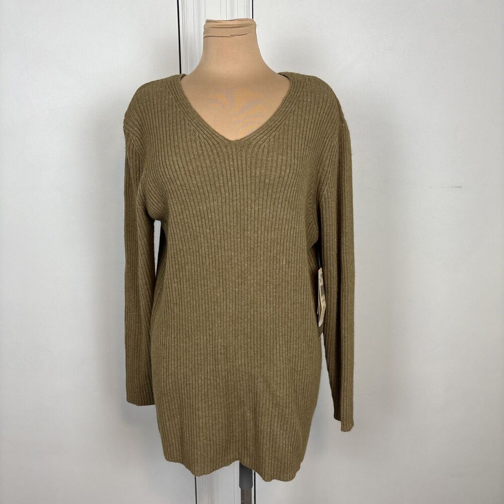 Jones New York 1X (16-18) WOOL ANGORA BLEND White Sweater With Beading